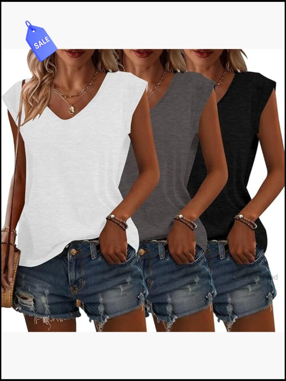3-Pack Women's Cap Sleeve Tank Tops, Lightweight Polyester Blend, Regular Fit